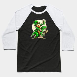 Irish Fantasy: Leprechaun Astride T-Rex Celebration Shirt for St. Patrick's Baseball T-Shirt